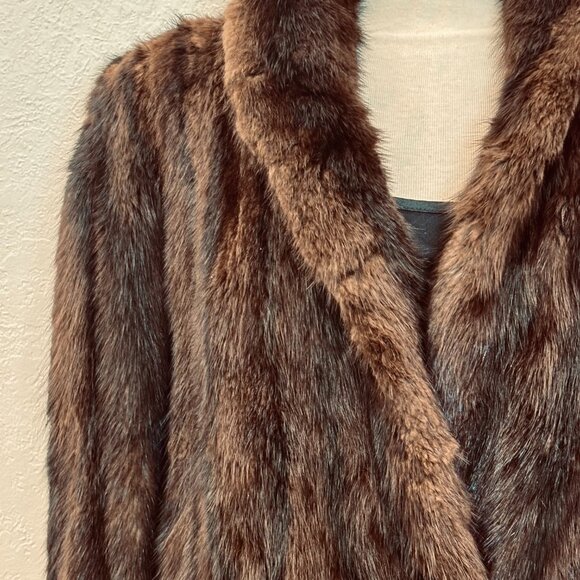 Vintage 60s mink coat Womens XL Real fur Pockets fully lined 1960s classic coat - Picture 2 of 9